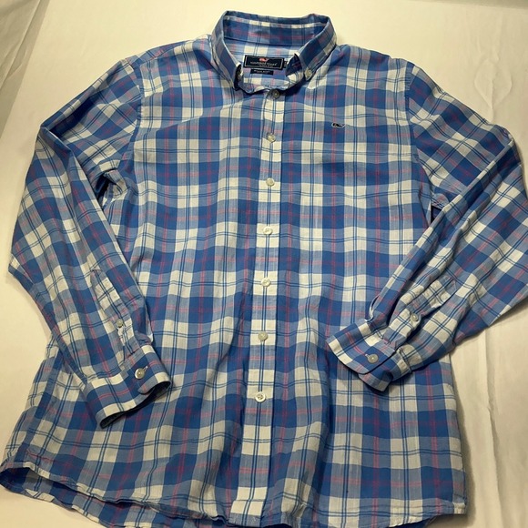 Vineyard Vines Plaid‎ Whale Shirt Button Down Long Sleeve Cotton YOUTH XL 18 - Picture 6 of 6